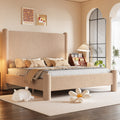 boucle upholstered bed frame platform bed gentle - Temu