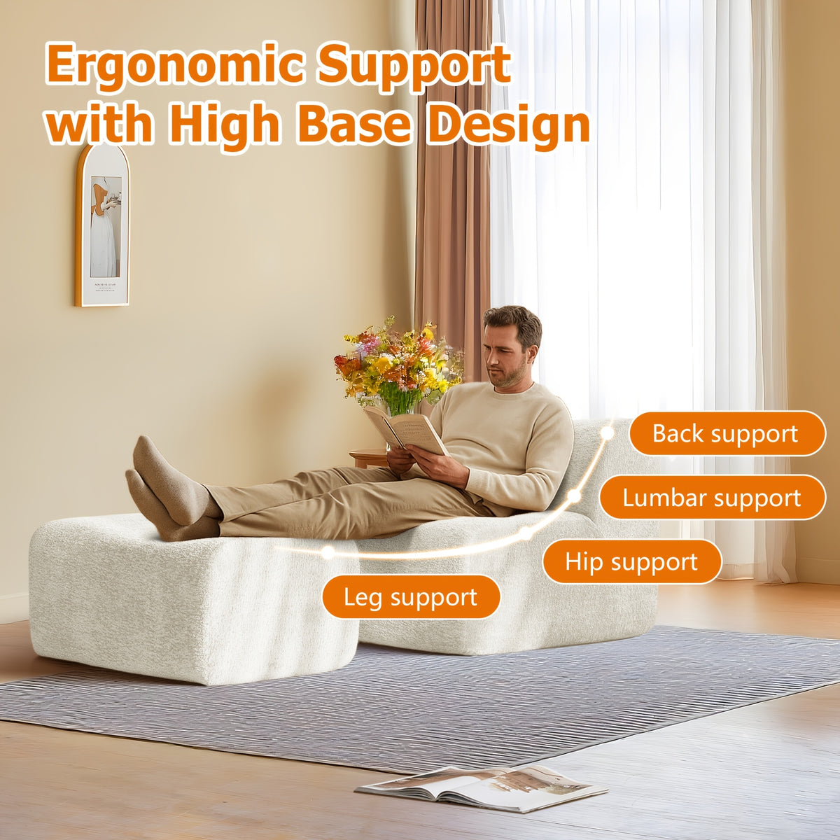 31 89 w single sofa chair   boneless reading chair - Temu