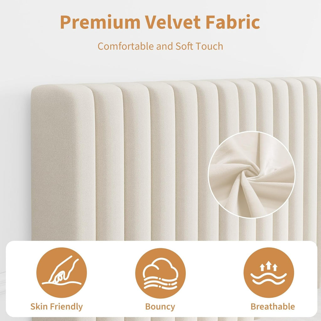 twin size bed frame adjustable height headboard velvet - Temu