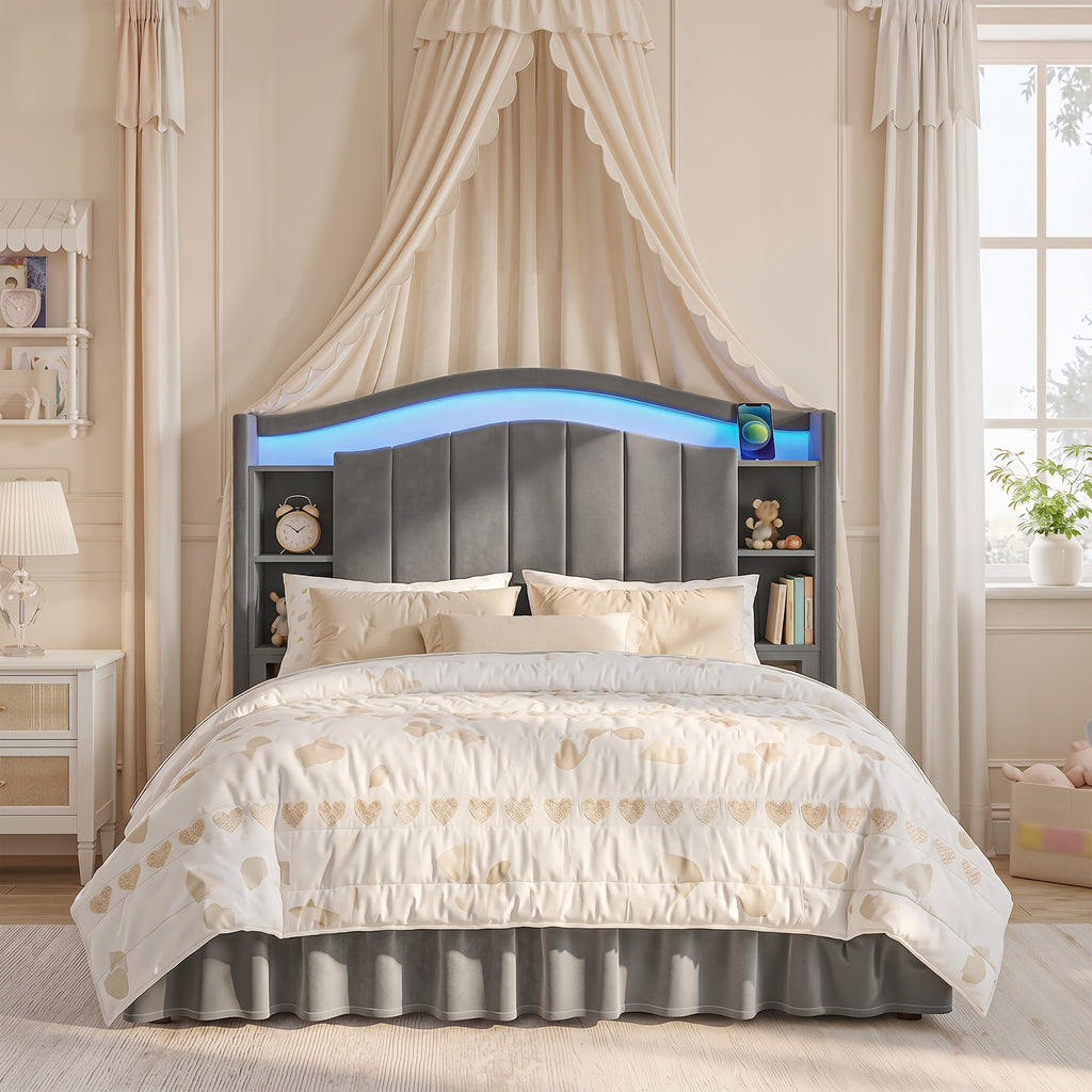 king queen full bed frame built in nightstand storage - Temu