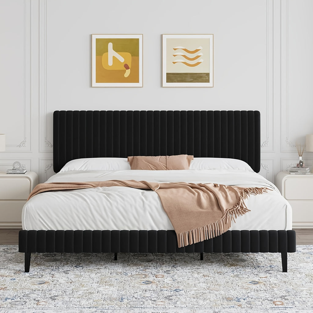 twin full queen king size bed frame velvet upholstered - Temu