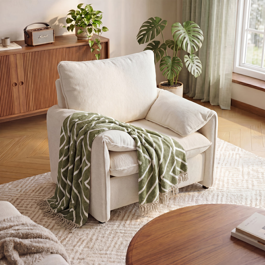 oversized chenille accent chair 37 deep   seat cloud - Temu