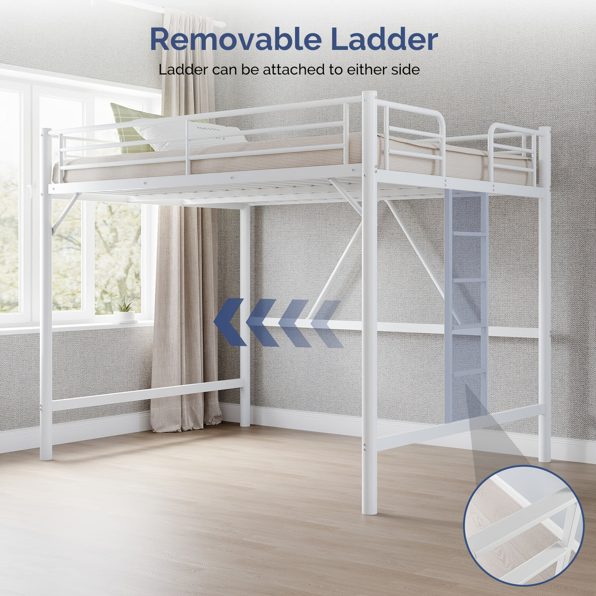 queen loft bed frame flat rungs   spring required heavy - Temu