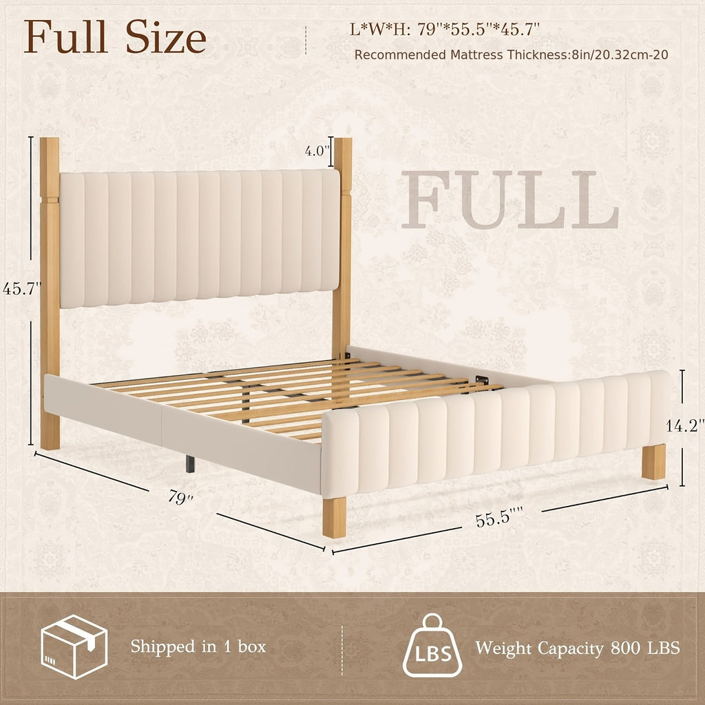 modern solid wood bed frame a vertical striped headboard - Temu