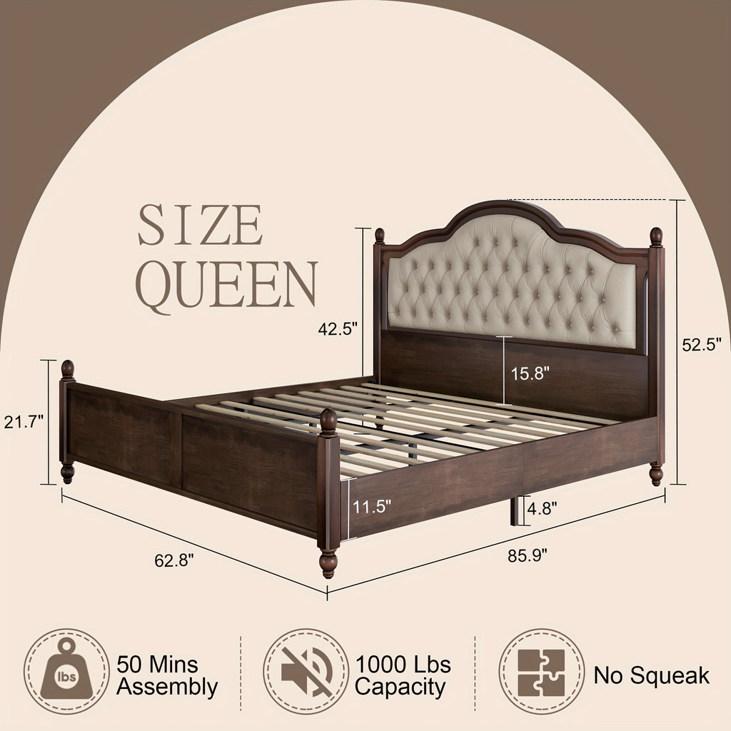 a sturdy wooden bed frame featuring a stylish platform - Temu