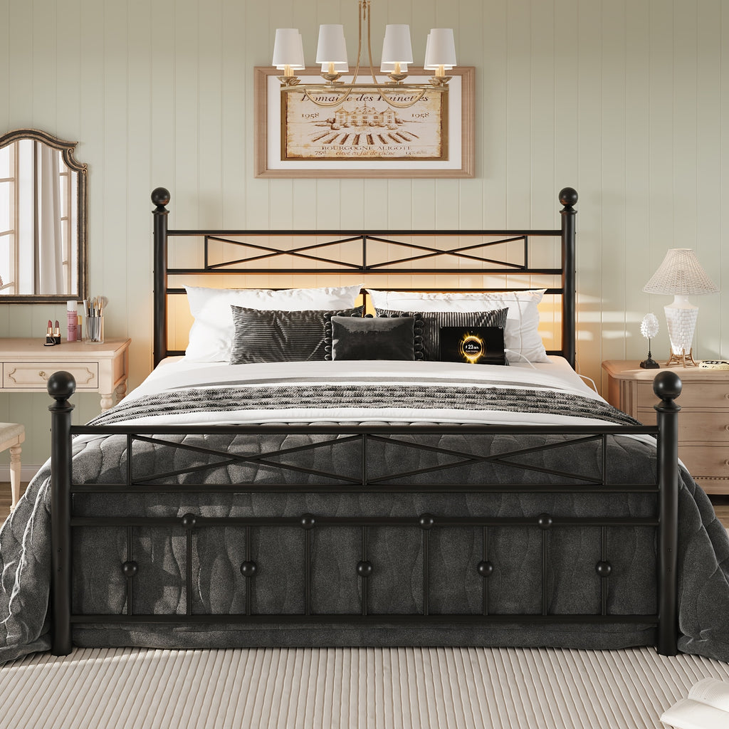 heavy duty metal bed frame led lights   bed side - Temu