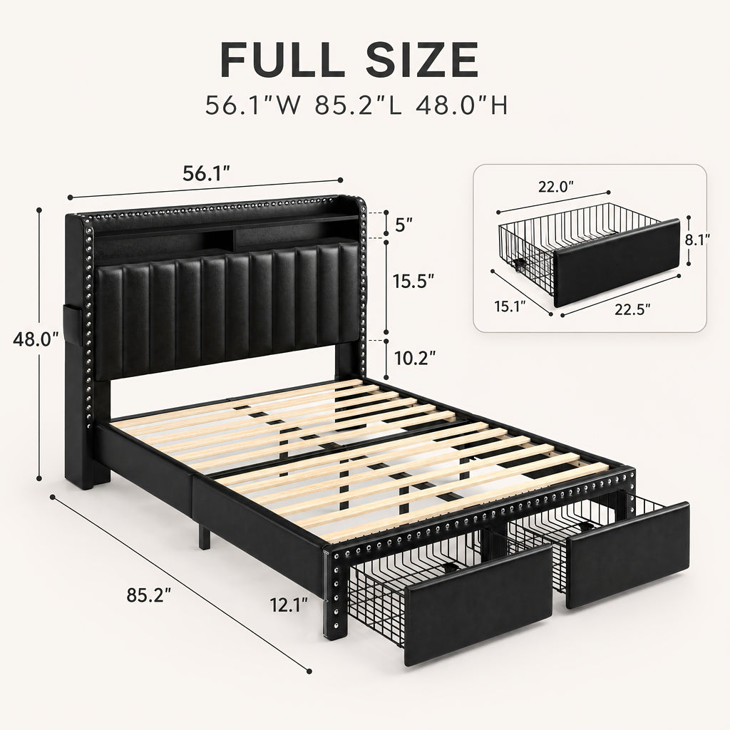 queen king size upholstered platform bed frame faux leather - Temu