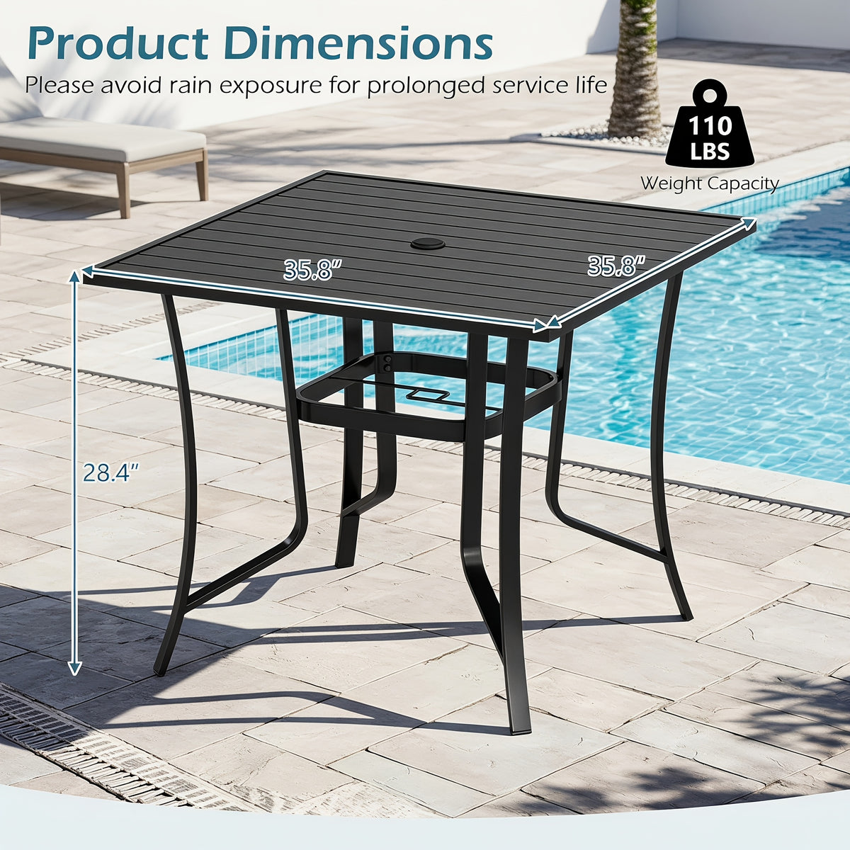 35 8 63 75 6 rectangular metal outdoor dining table weather - Temu