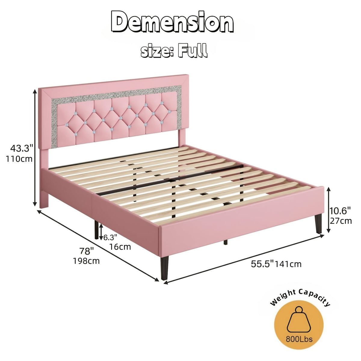 twin full queen bed frame tufted button headboard - Temu