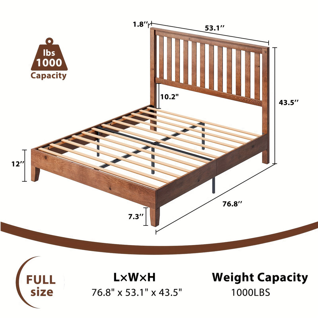 sturdy wooden bed frame grille headboard slatted - Temu