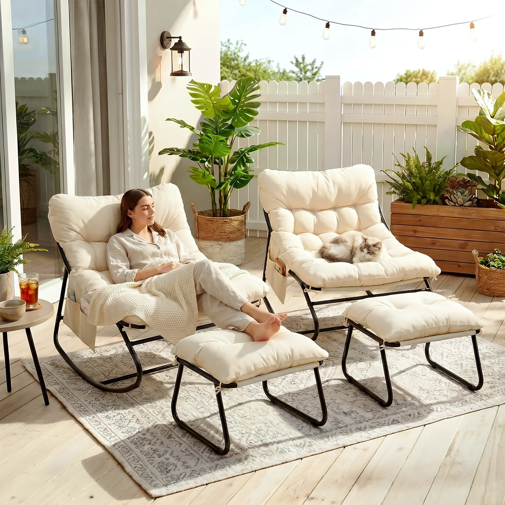 outdoor papasan rocking chair lounge chair cushion sturdy - Temu
