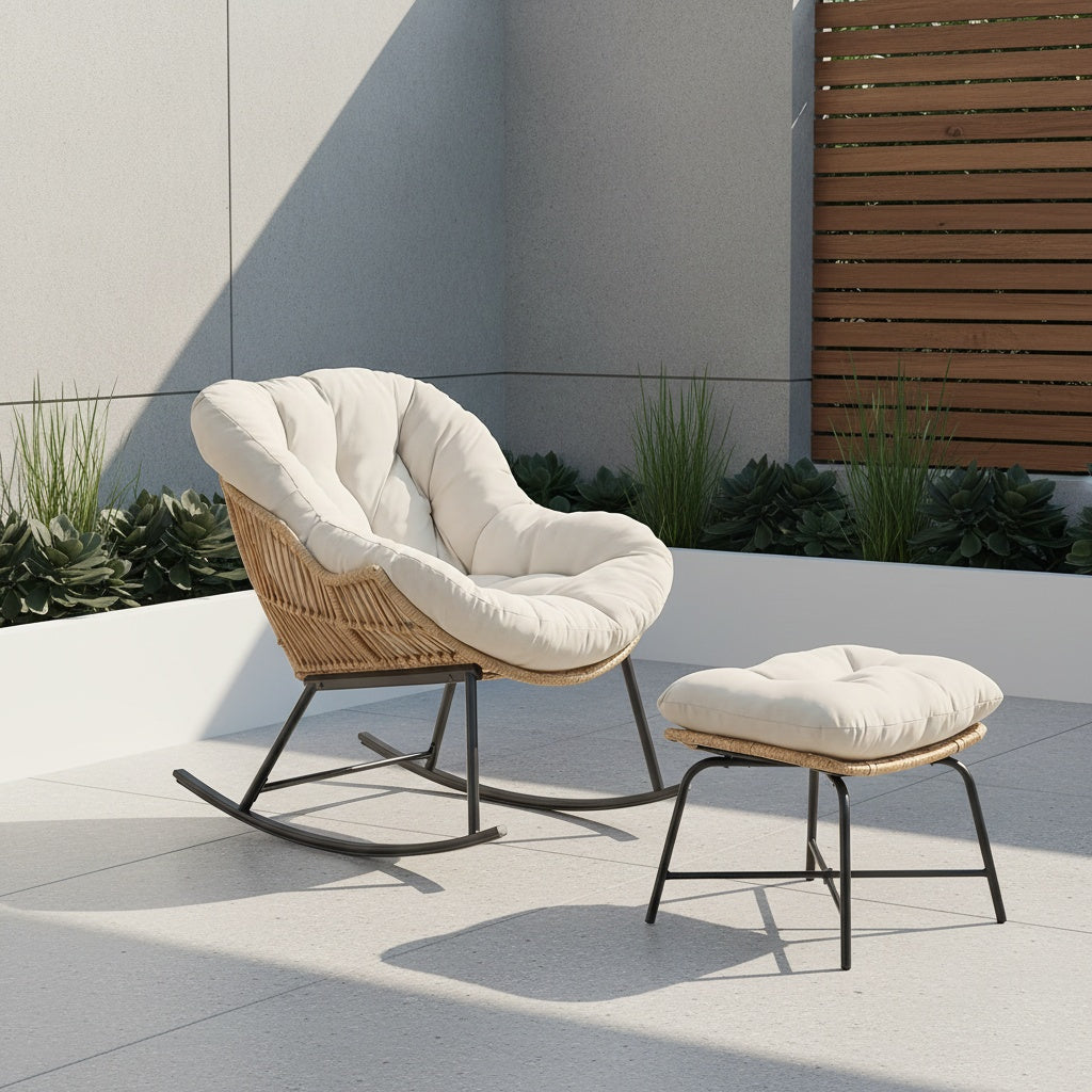 outdoor terrace footstool rocking chair oversized papasan - Temu