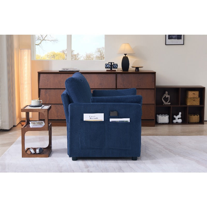 37 75 corduroy accent chair side storage pockets modern - Temu
