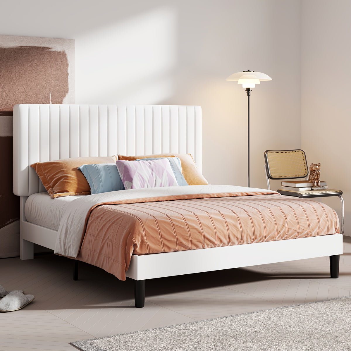 velvet upholstered bed frame adjustable headboard - Temu