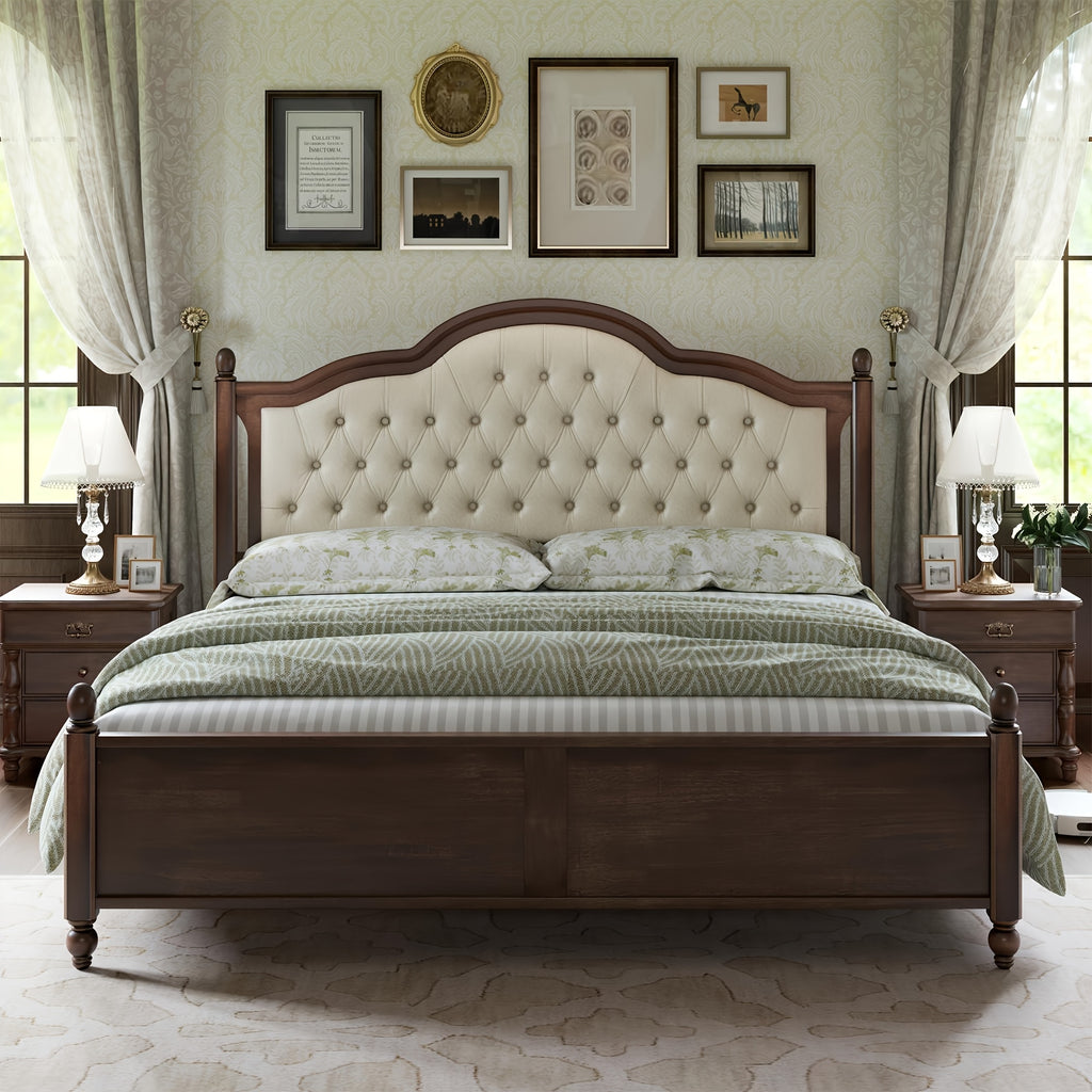 a sturdy wooden bed frame featuring a stylish platform - Temu