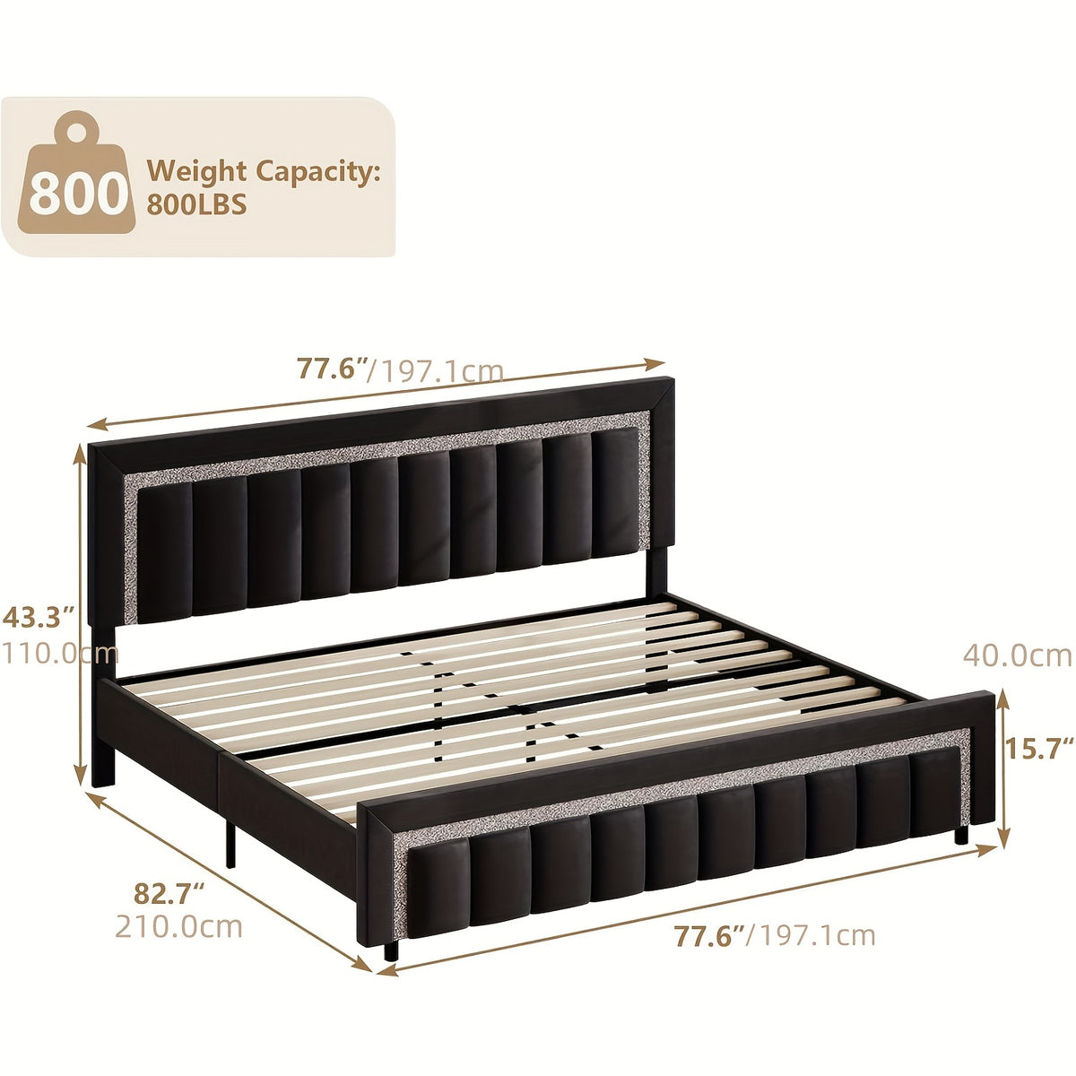 twin full queen size bed frame black velvet upholstered bed - Temu