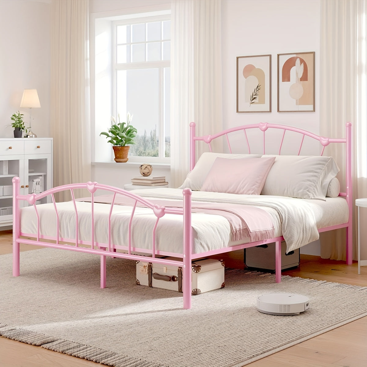 twin full queen size metal platform bed frame heart shaped - Temu