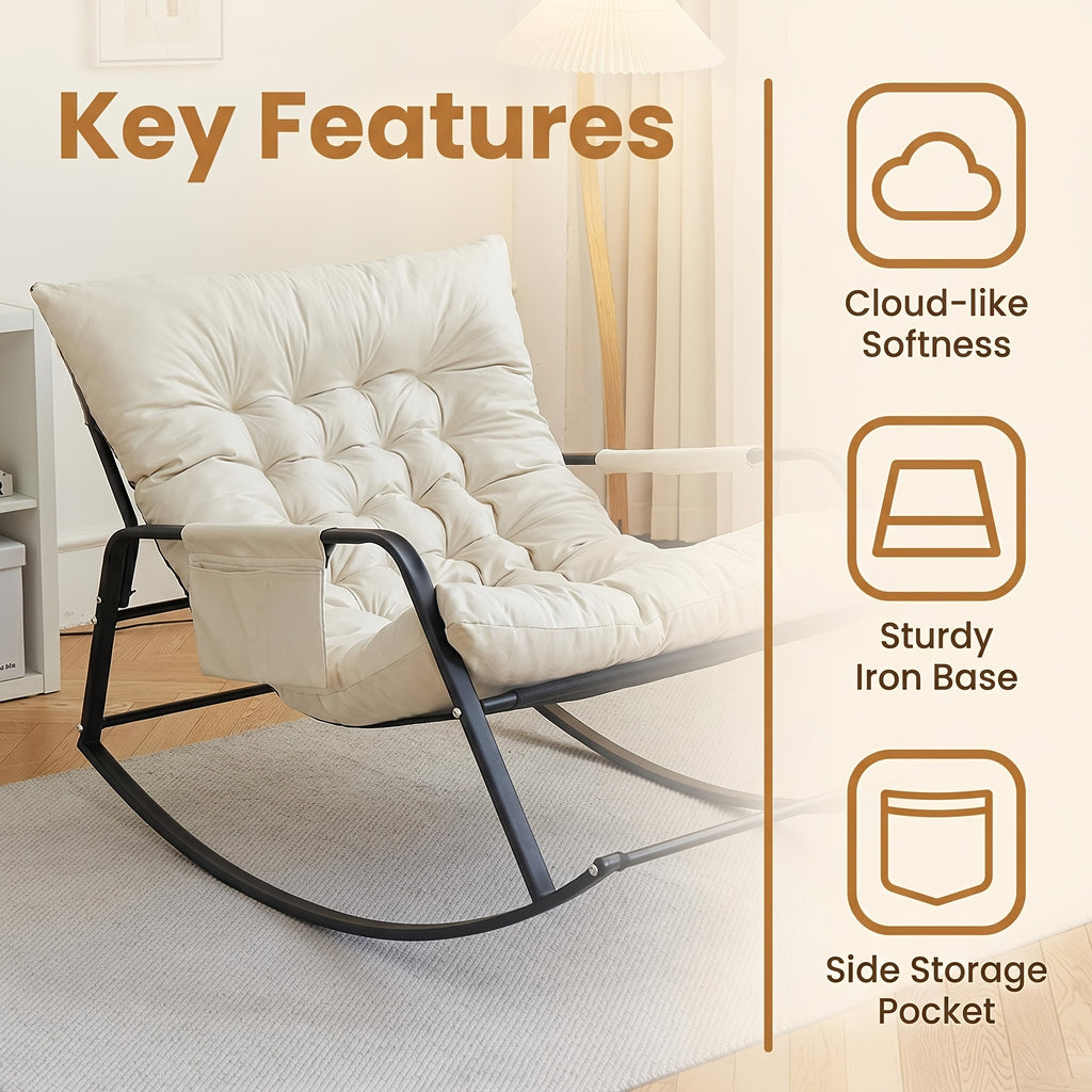 1 person tech fabric rocking chair black   frame - Temu