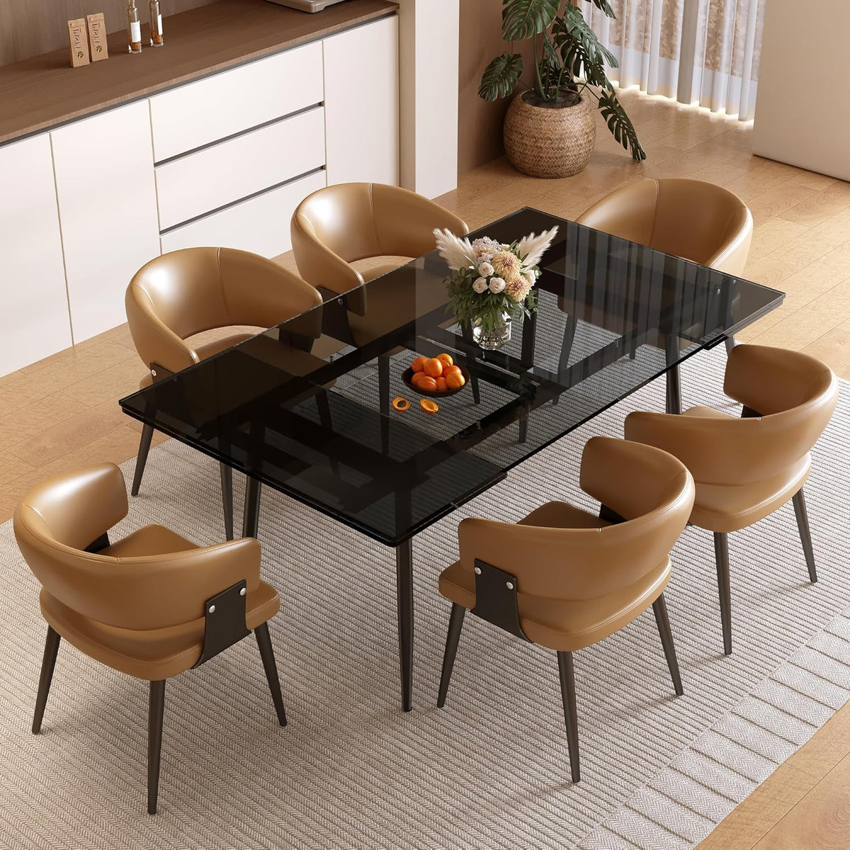 62 99 94 48 extendable dark tempered glass dining table - Temu