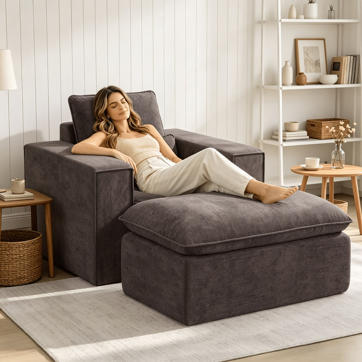 43 7 wide indoor boneless cloud chaise lounge chair   - Temu