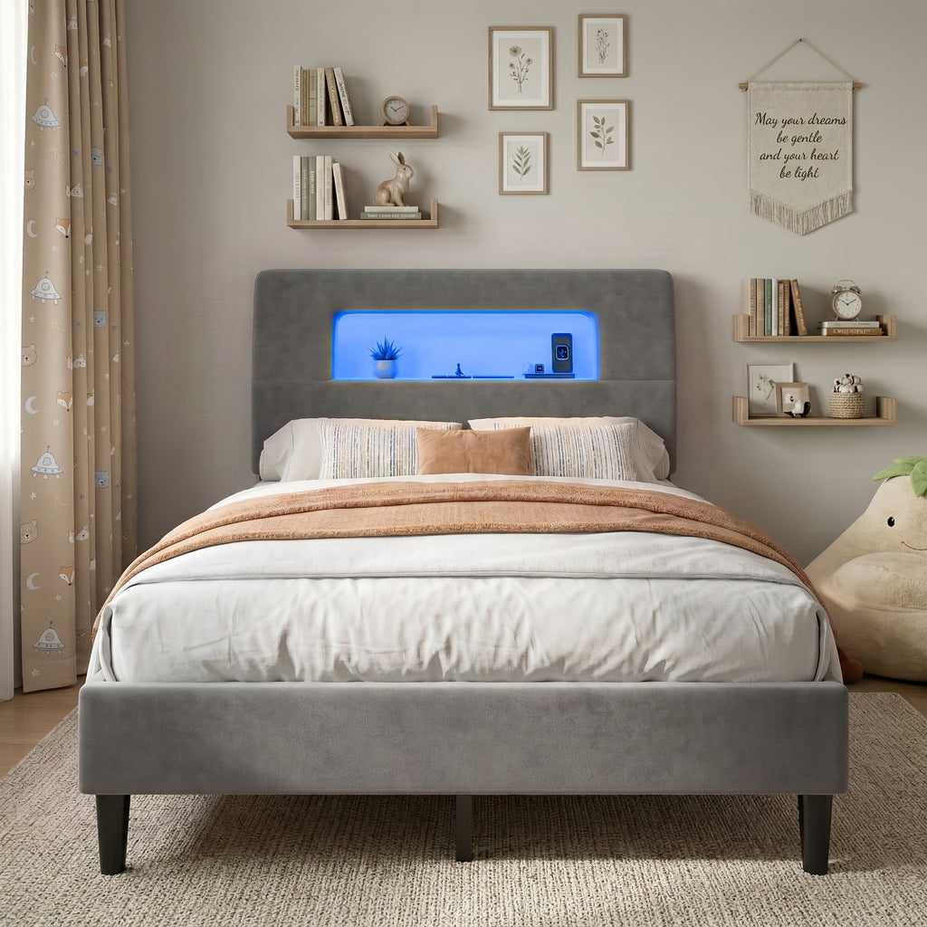 king queen full twin bed frame velvet material soft - Temu