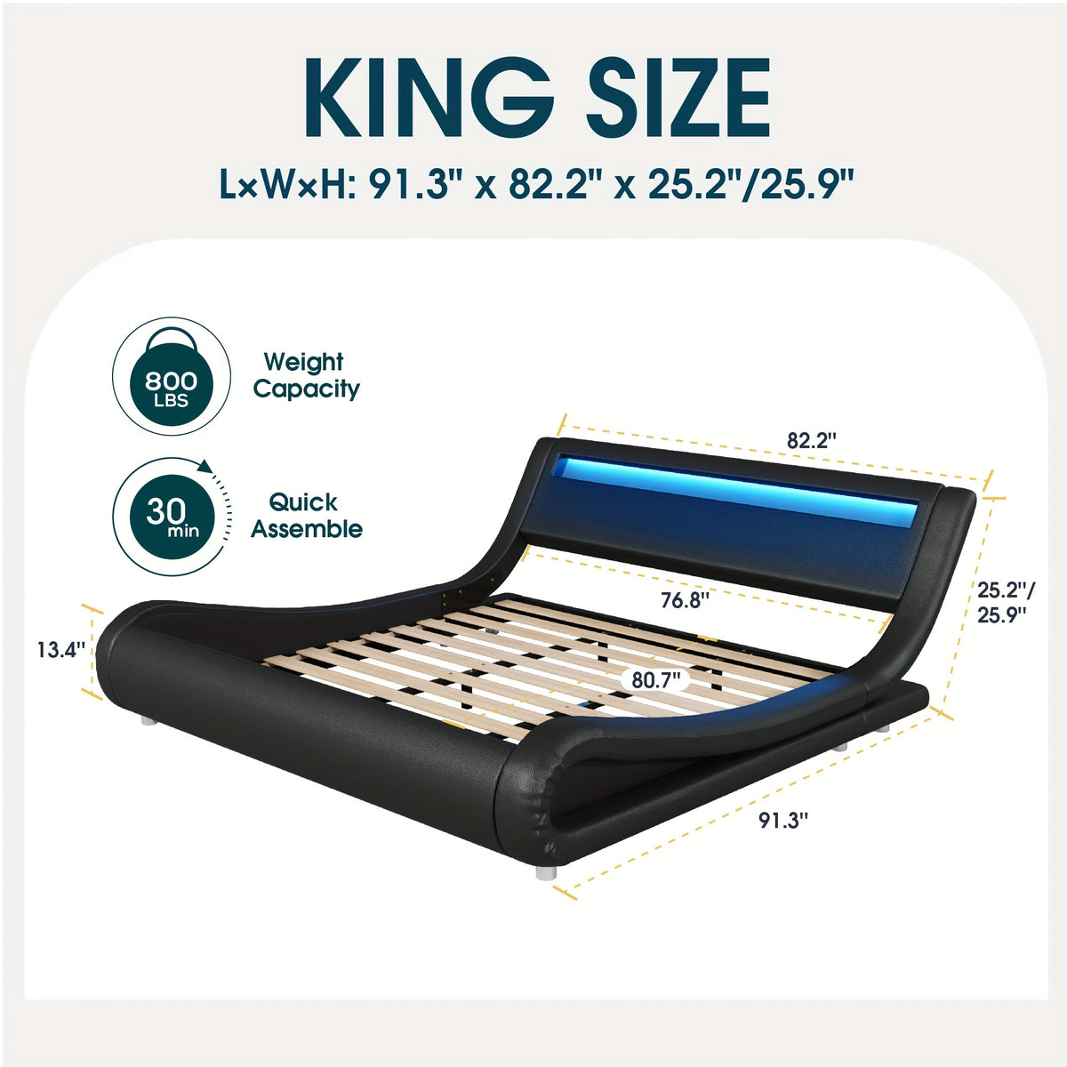 bed frame rgbw led lights headboard low - Temu