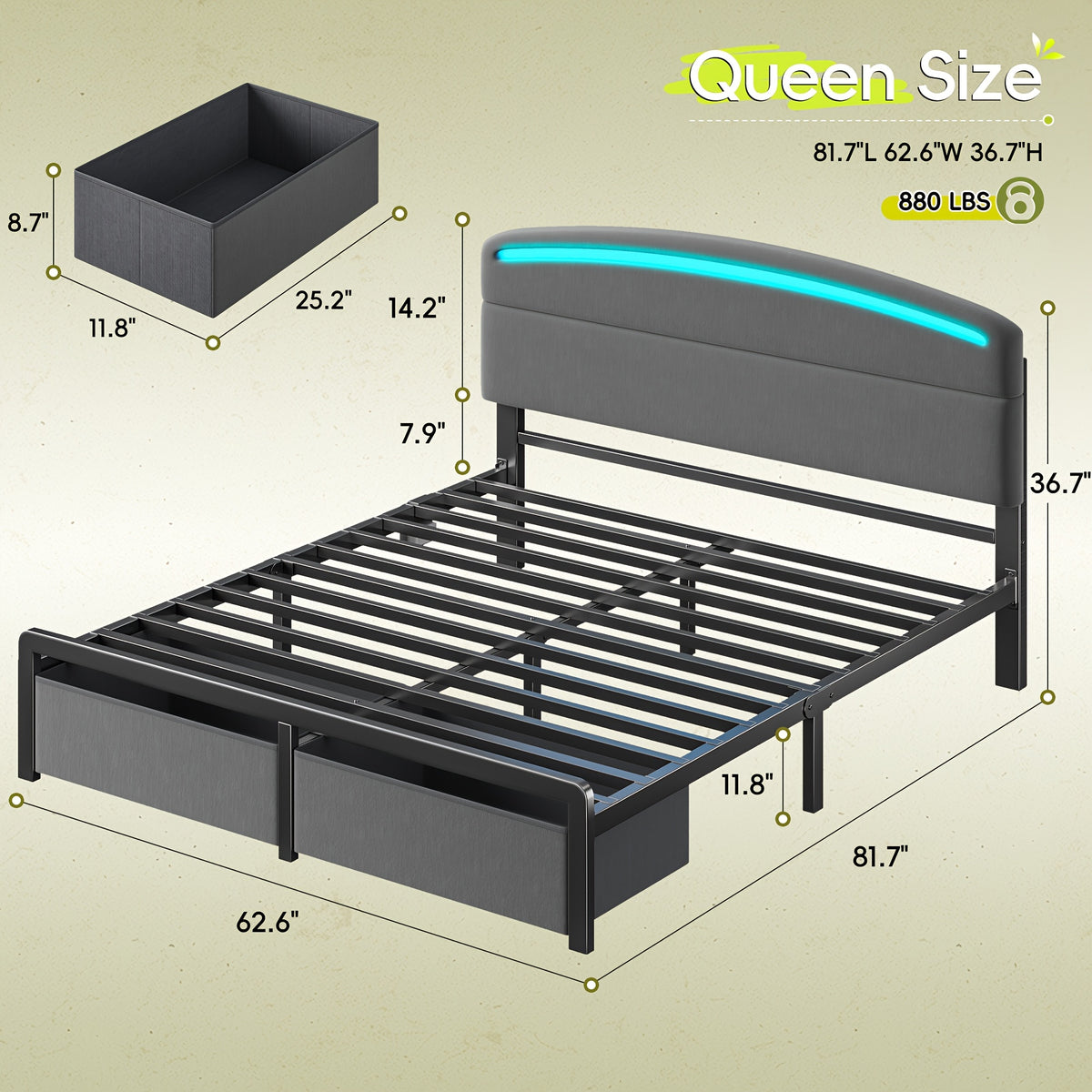 full queen king size bed frame storage charging station - Temu