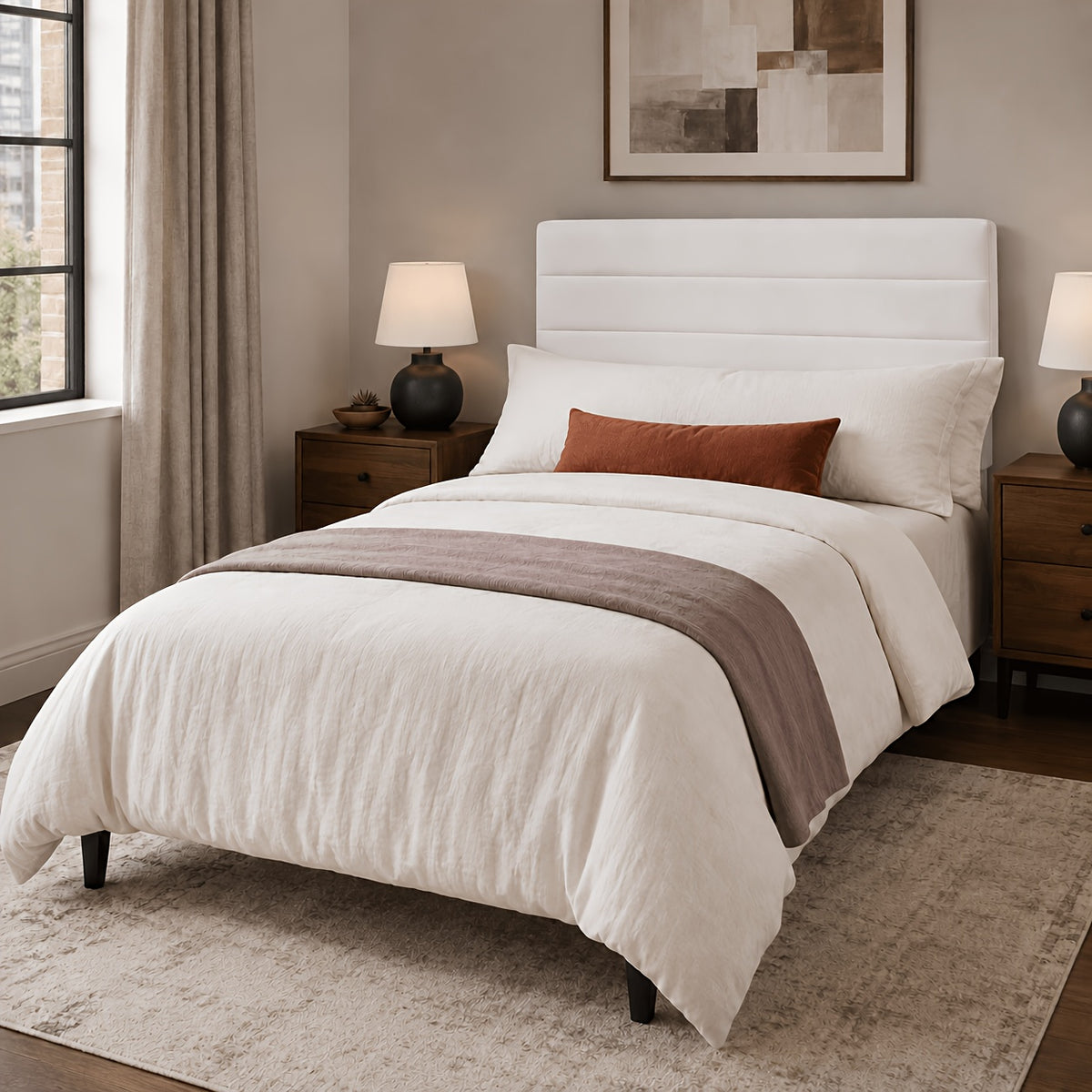 modern horizontal channel tufted upholstered bed frame - Temu