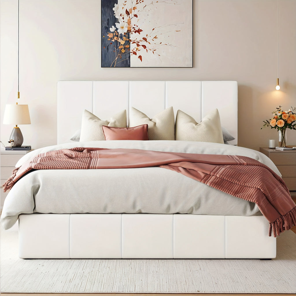 lift storage bed modern velvet upholstered headboard - Temu