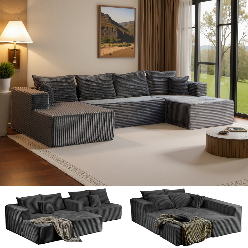 boneless couch sectional sofa living room modern corduroy - Temu