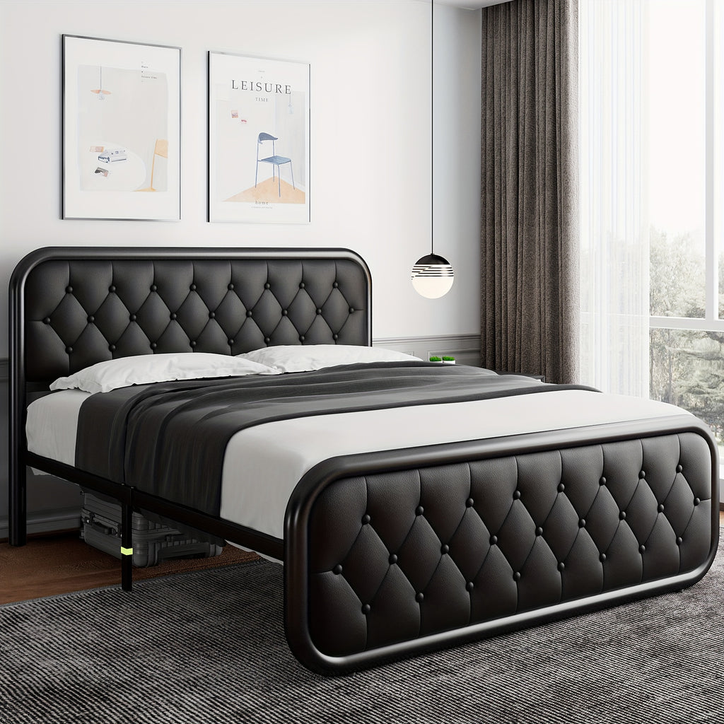 metal bed frame platform bed frame faux leather - Temu
