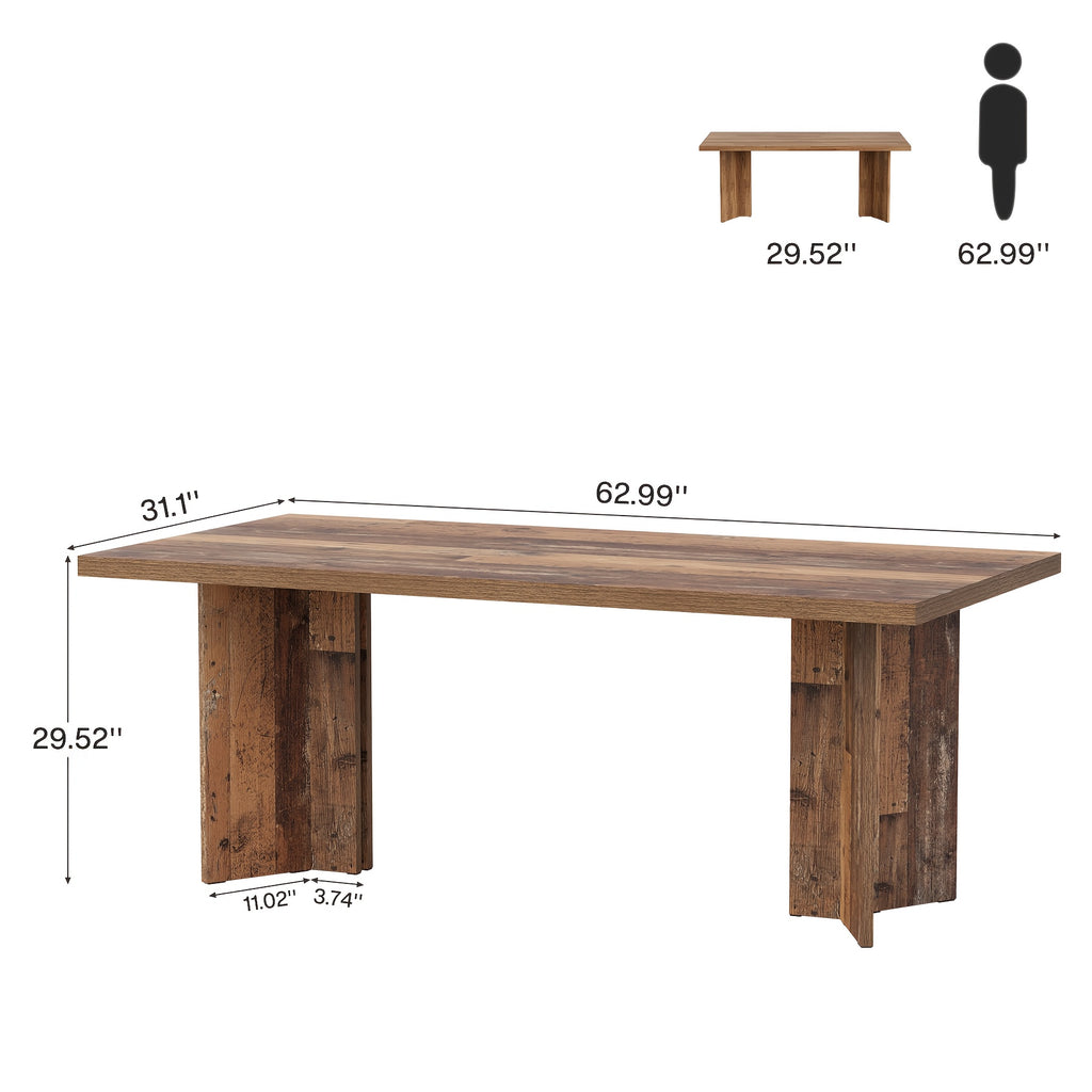 63 inch farmhouse dining table 4 6 people large rectangular - Temu