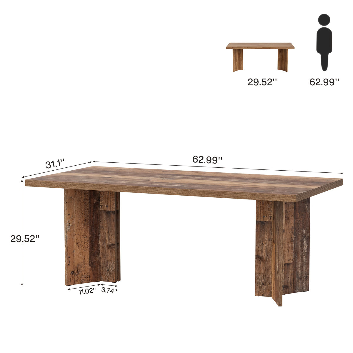 63 inch farmhouse dining table 4 6 people large rectangular - Temu