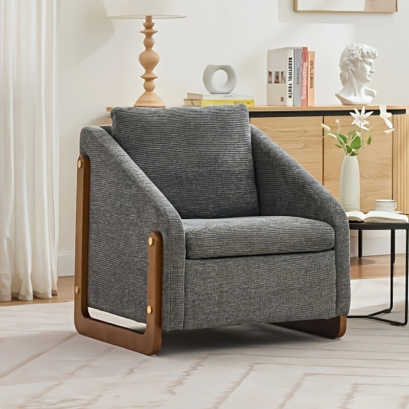 modern upholstered armchair wooden side frame accent leisure - Temu