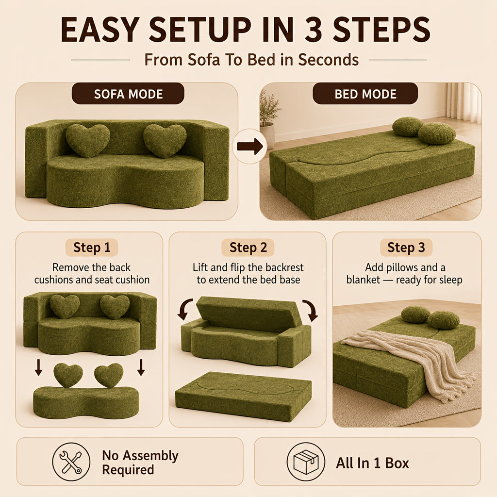modern 2 in 1 convertible loveseat sofa bed curved sleeper - Temu
