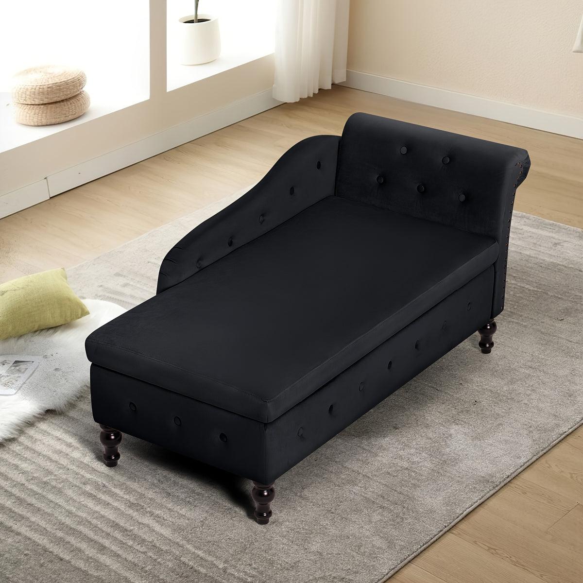 57 velvet upholstered storage chaise lounge pillow - Temu