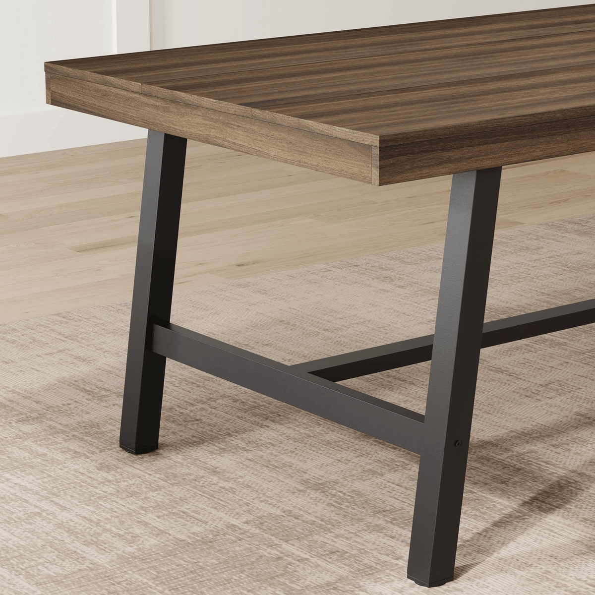 71 inch brown industrial dining table large rustic wooden - Temu