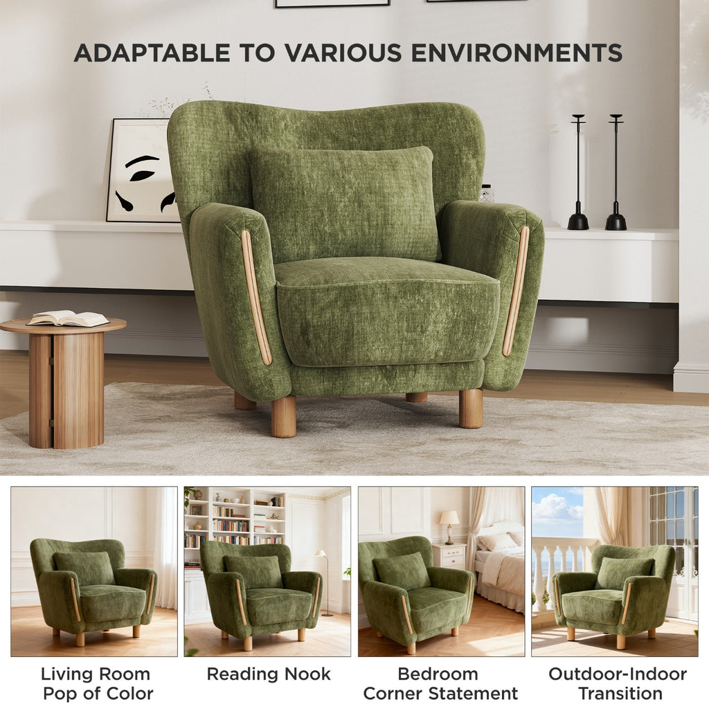 35 low profile wood accent chair backrest wingback lounge - Temu