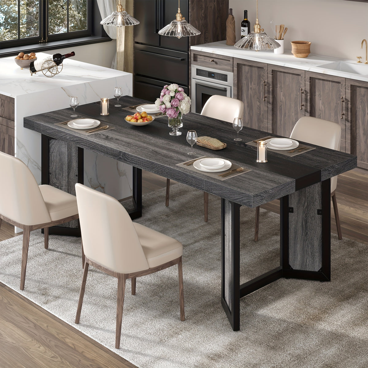 a   industrial dining table designed 6 8 individuals - Temu