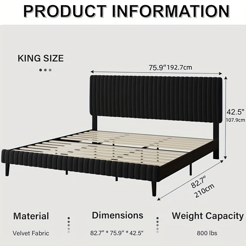 twin full queen king size bed frame velvet upholstered - Temu