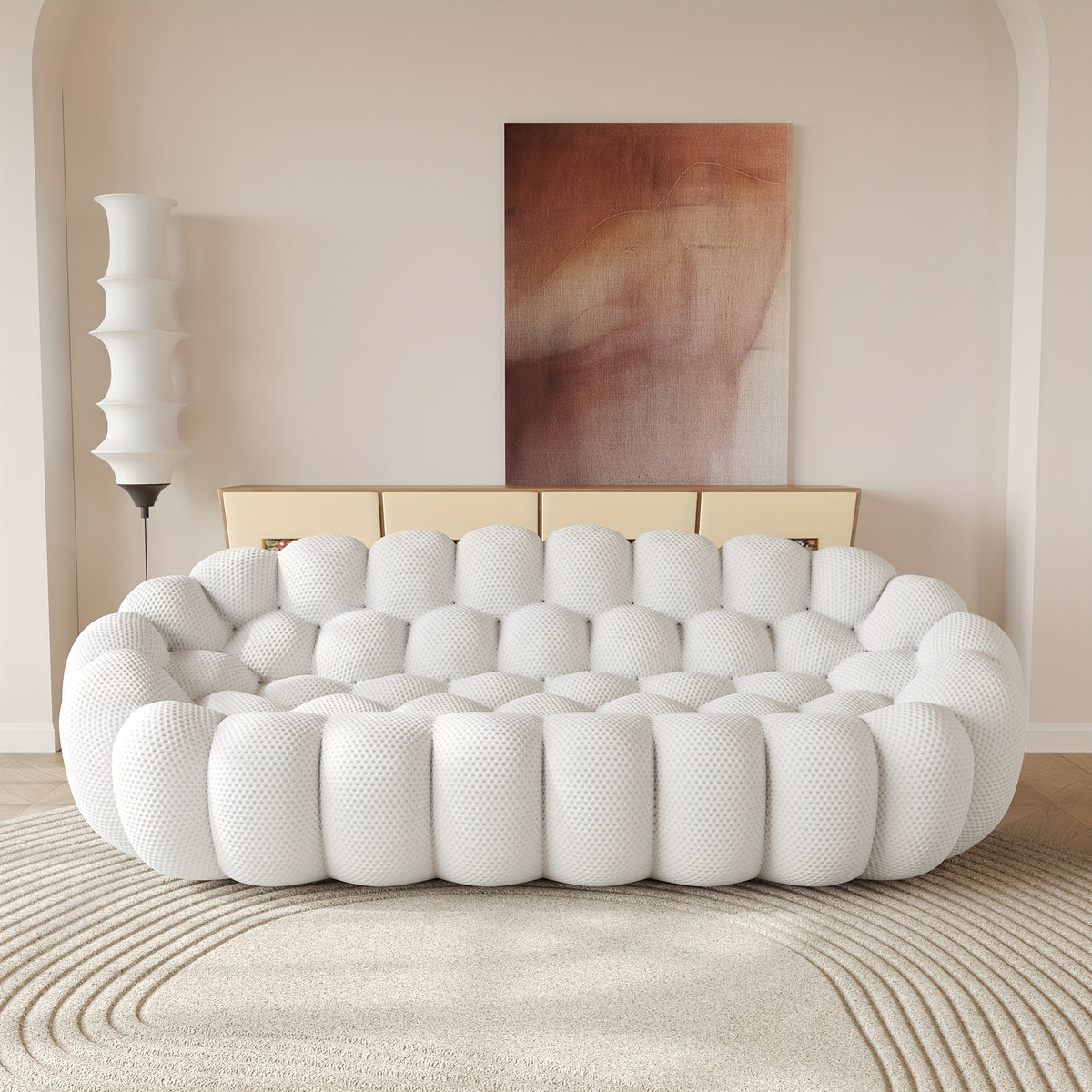 100 03 modern upholstered curved sofa 3 seater mesh fabric - Temu