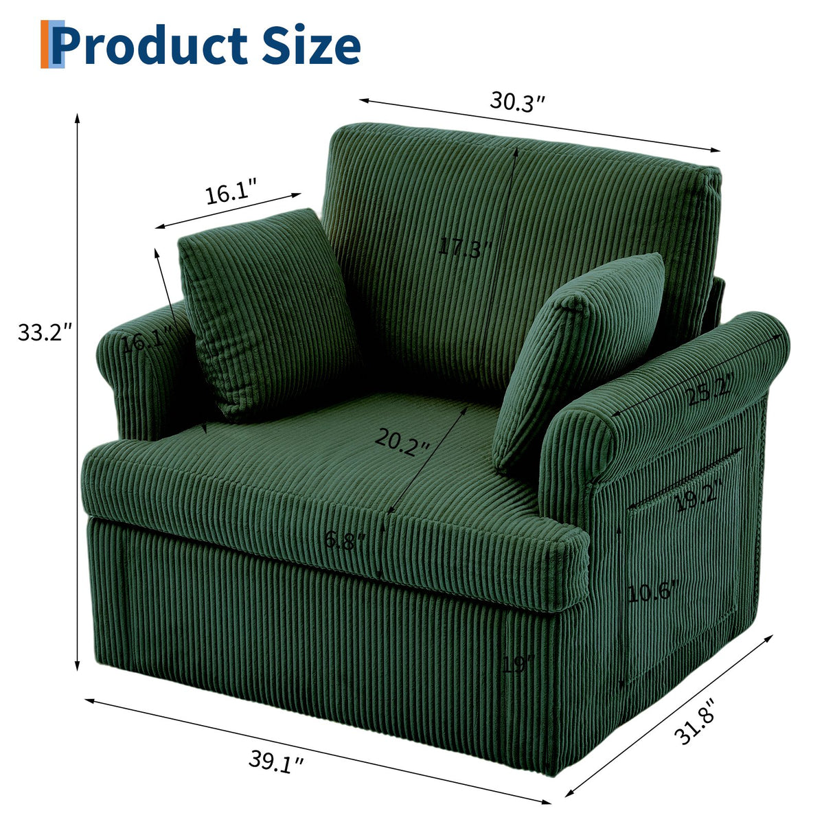 modern 360 swivel armchair 2 pillows accent lounge reading - Temu