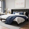upholstered bed frame tufted wingback headboard - Temu