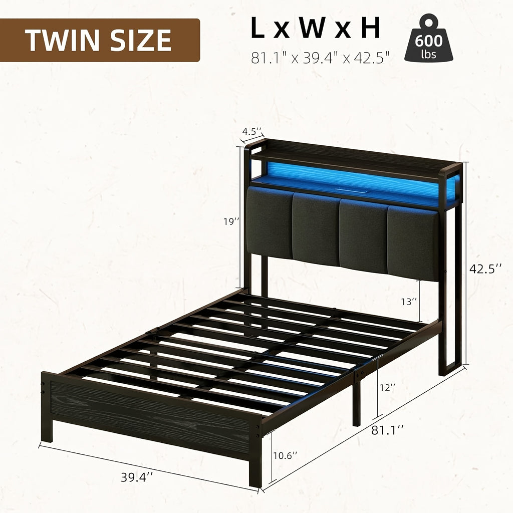 twin full queen king bed frame storage headboard upholstered - Temu
