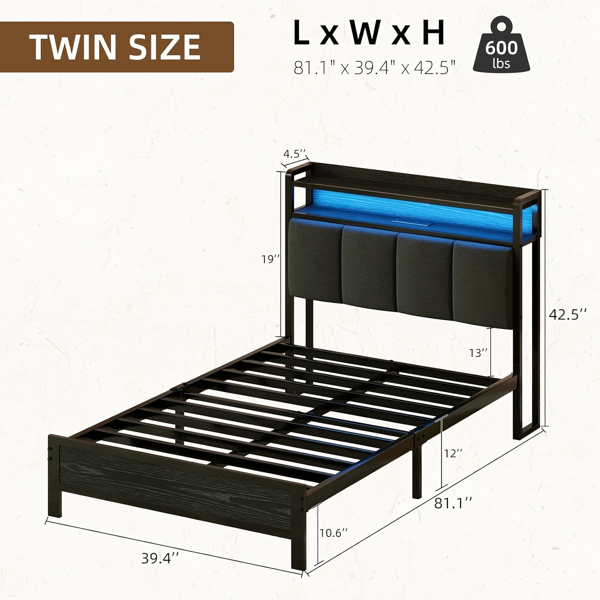 twin full queen king bed frame storage headboard upholstered - Temu
