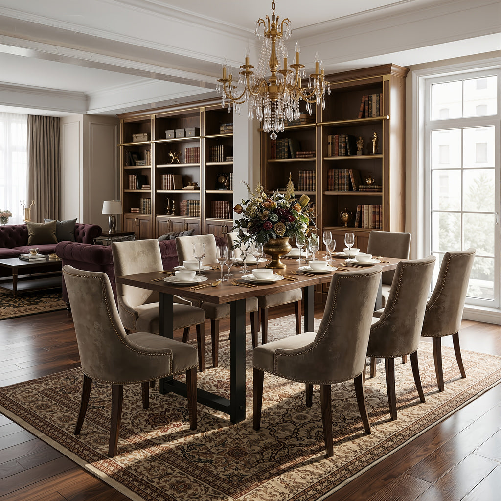modern 6 person solid wood dining table large dining table - Temu
