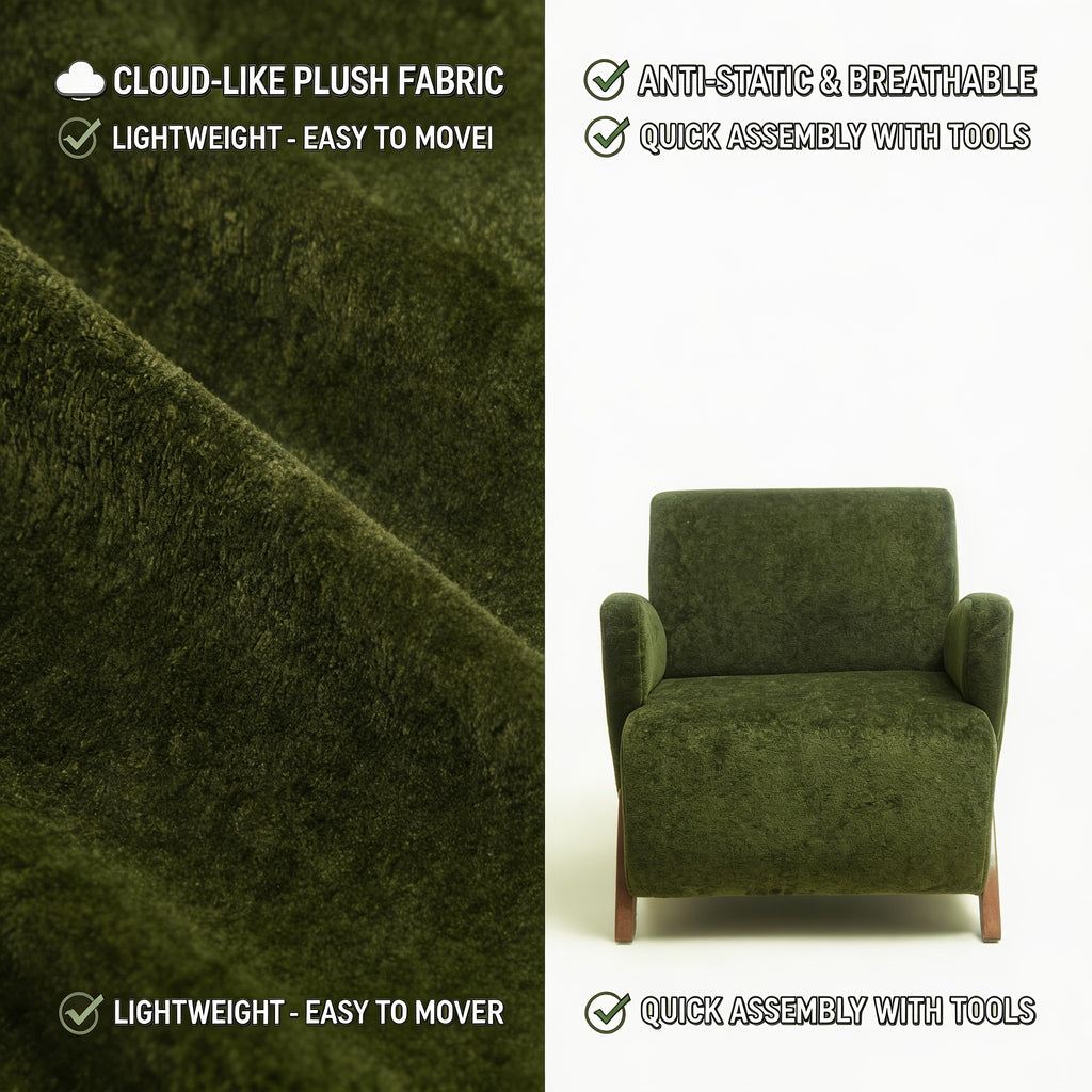28 15 velvet accent chair modern lounge chair birch legs - Temu