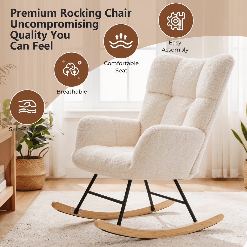 teddy upholstered rocking chair comfy glider rocker high - Temu