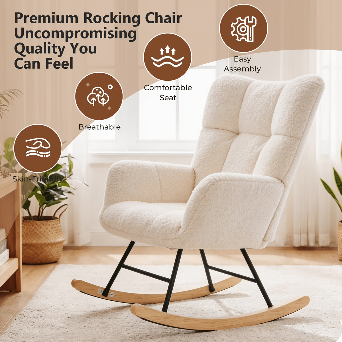 teddy upholstered rocking chair comfy glider rocker high - Temu