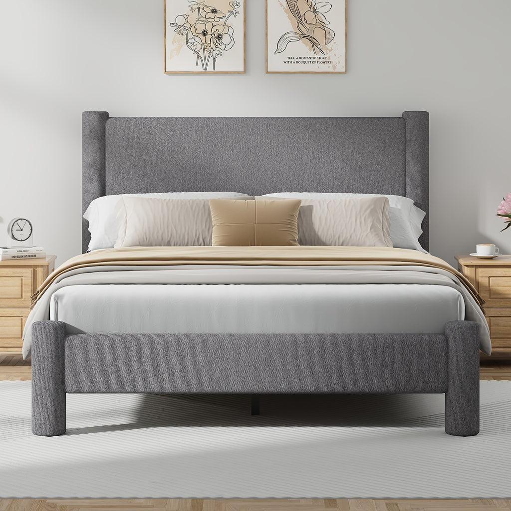 soft boucle upholstered bed frame headboard twin full queen - Temu